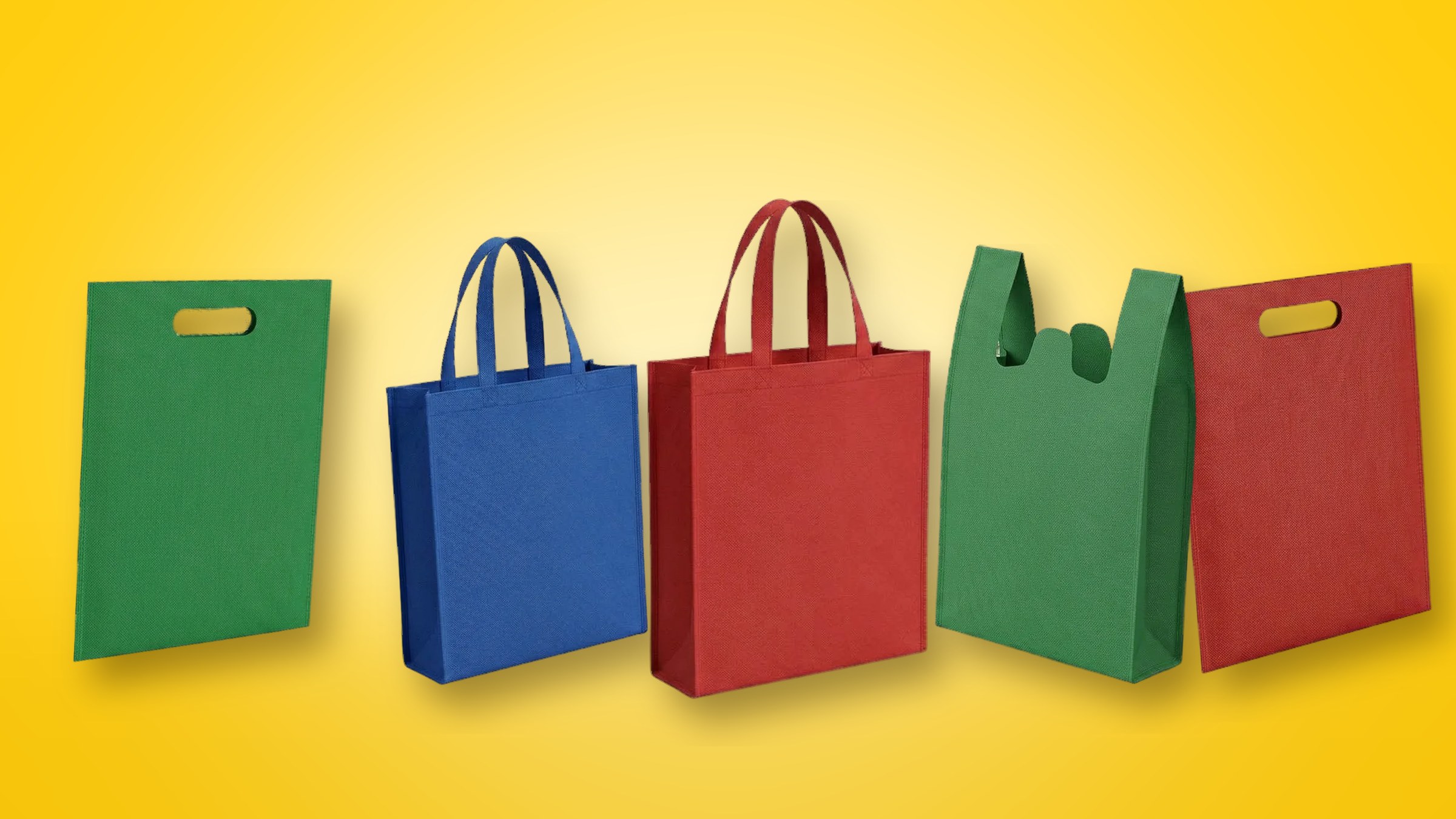 Non-woven D-cut, W-cut and loop handle bags in many colours
